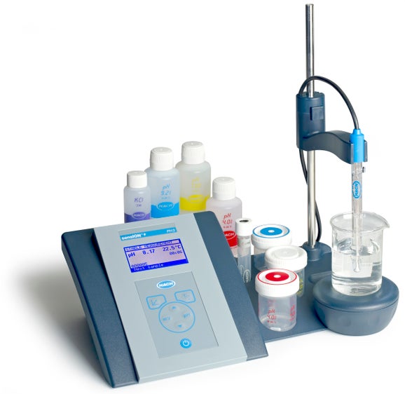 Sension+ PH31 GLP Laboratory pH and ORP Meter with Electrode Stand, Magnetic Stirrer and Accessories with pH Electrode for General Applications