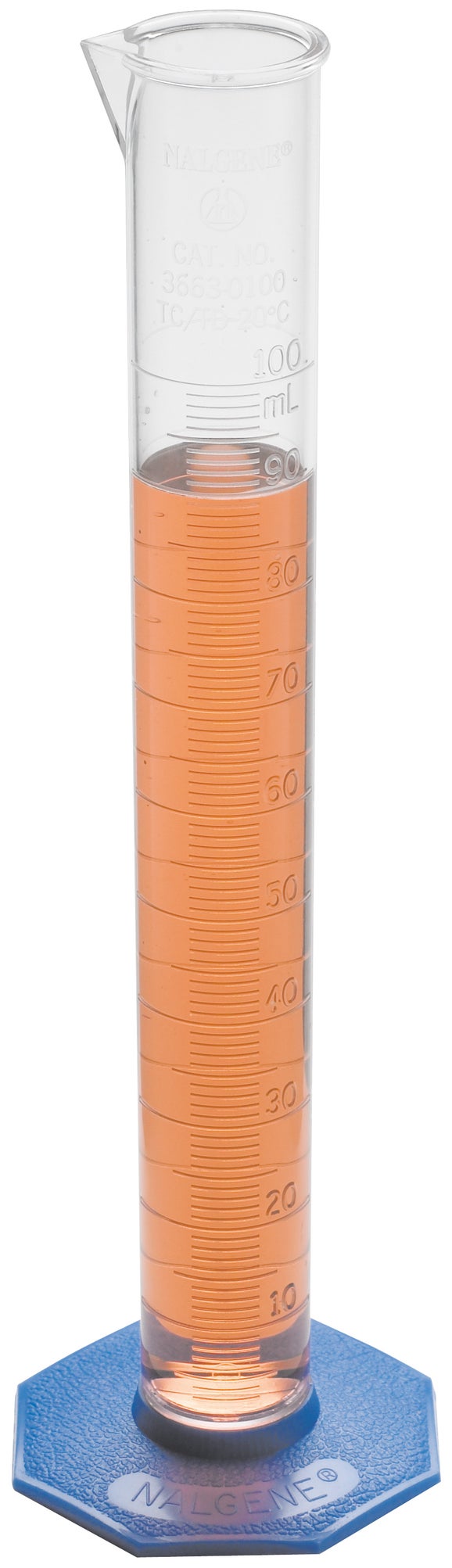 Cylinder, graduated, polymethylpentene, 250 mL +-1.4 mL, 2.0 mL divisions